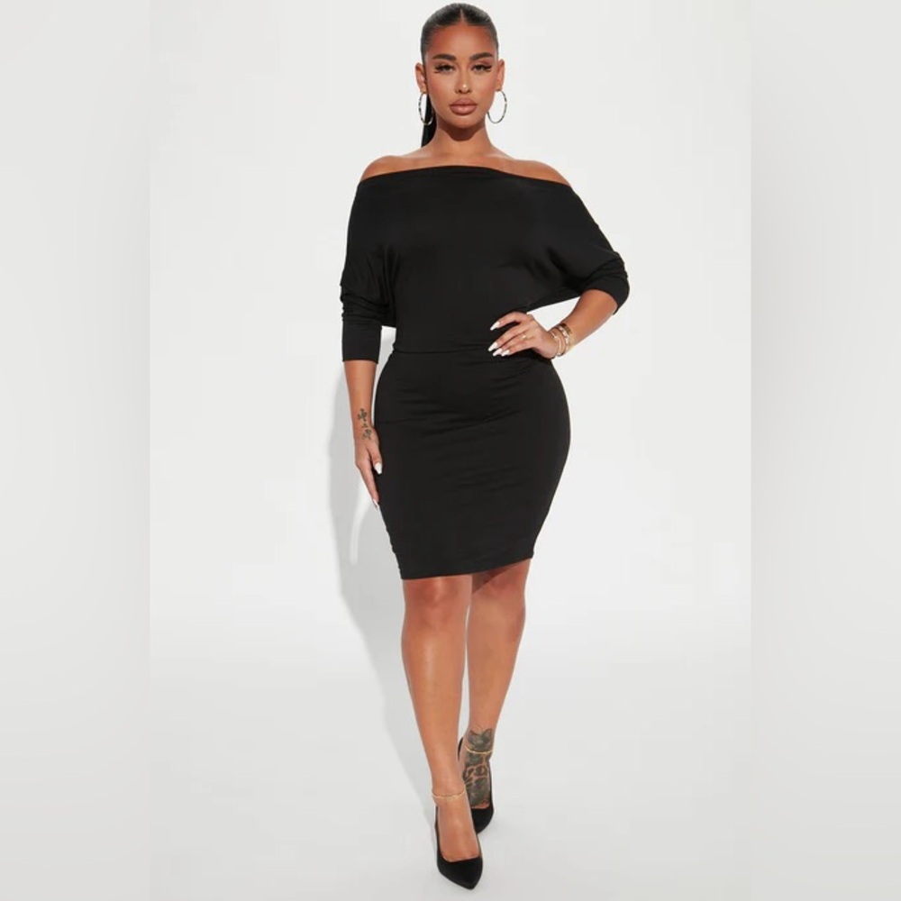 Fashion Nova Trina Off Shoulder Mini Dress Black 1X